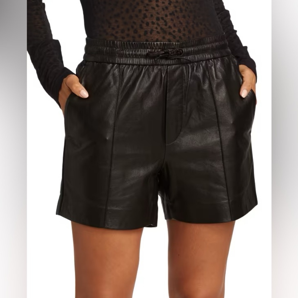 Rag and Bone small NWT 100% leather shorts black Farris